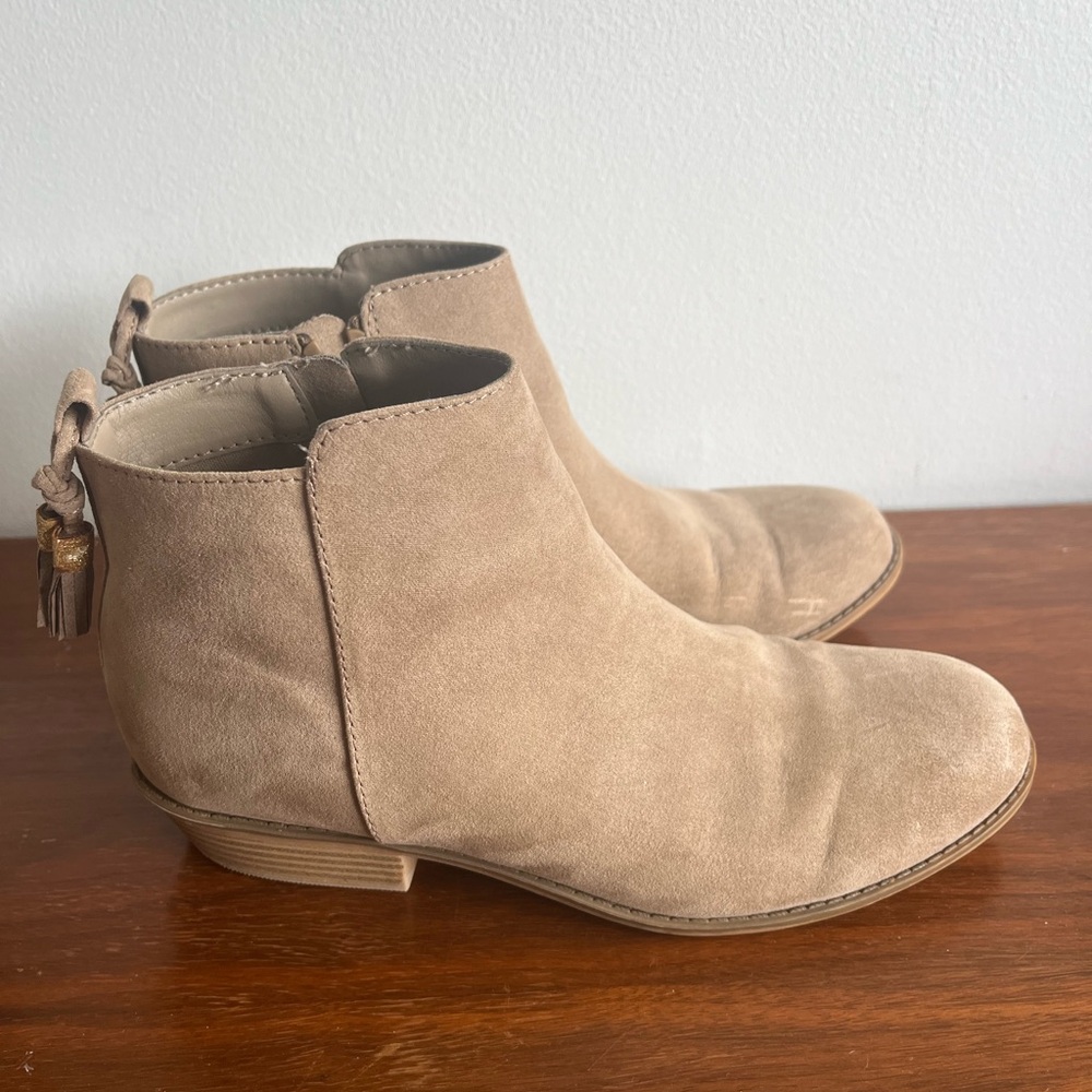 Justice Beige Suede Ankle Boots with Tassel